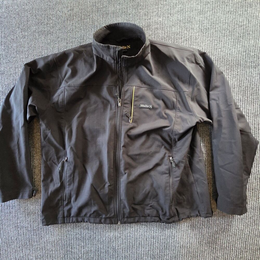 Walls Men's 2XL Ripstop Soft Shell Jacket Black Full Zip Lined Outdoor Workwear